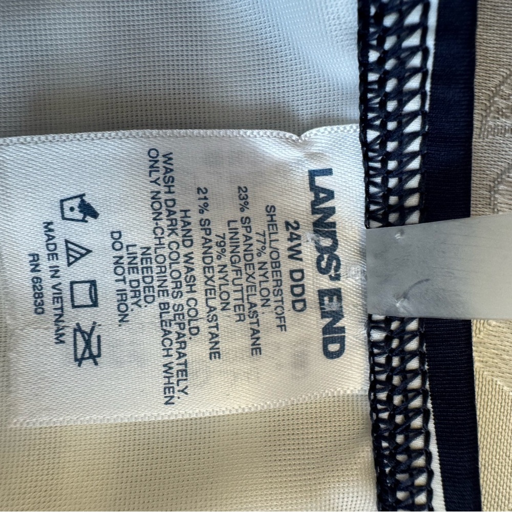 Lands’ End 24W DDD Blue Tankini Swimsuit Top High Neck Soft Cup Slimming New - Picture 5 of 9
